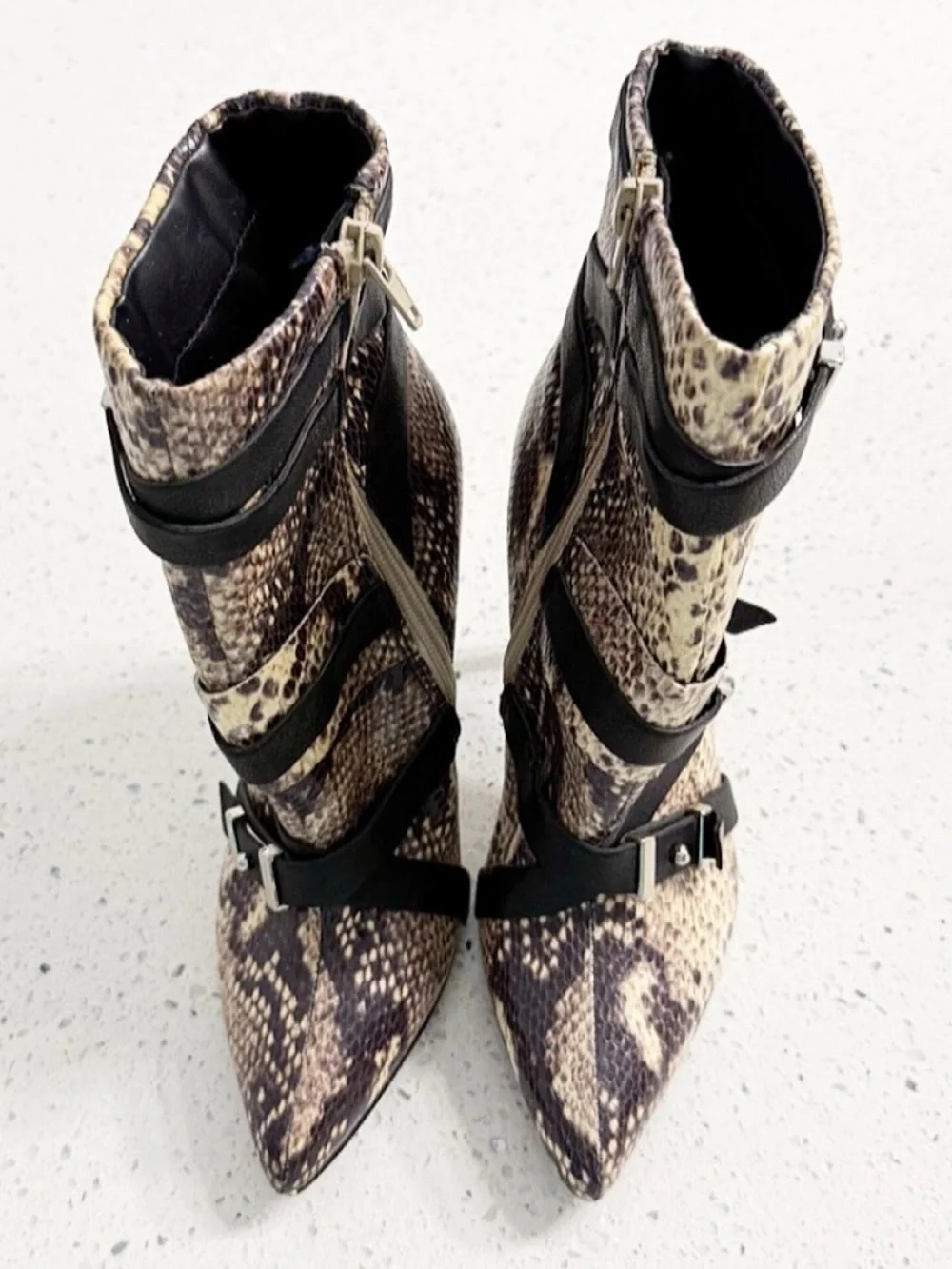 GUESS Paisley 2 Snake Print Ankle Booties Size 6 Pointed Toe Stiletto Heels - Picture 13 of 14